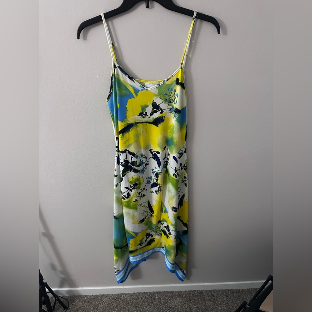 New York & Company Yellow and Blue Dress